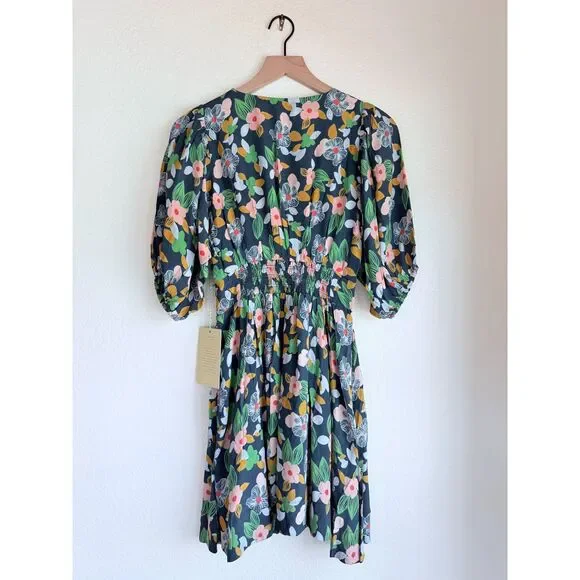 NEW Trovata Birds of Paradis Silk-Blend Gia Dress in Wild Hibiscus Print Size XS - Picture 6 of 15